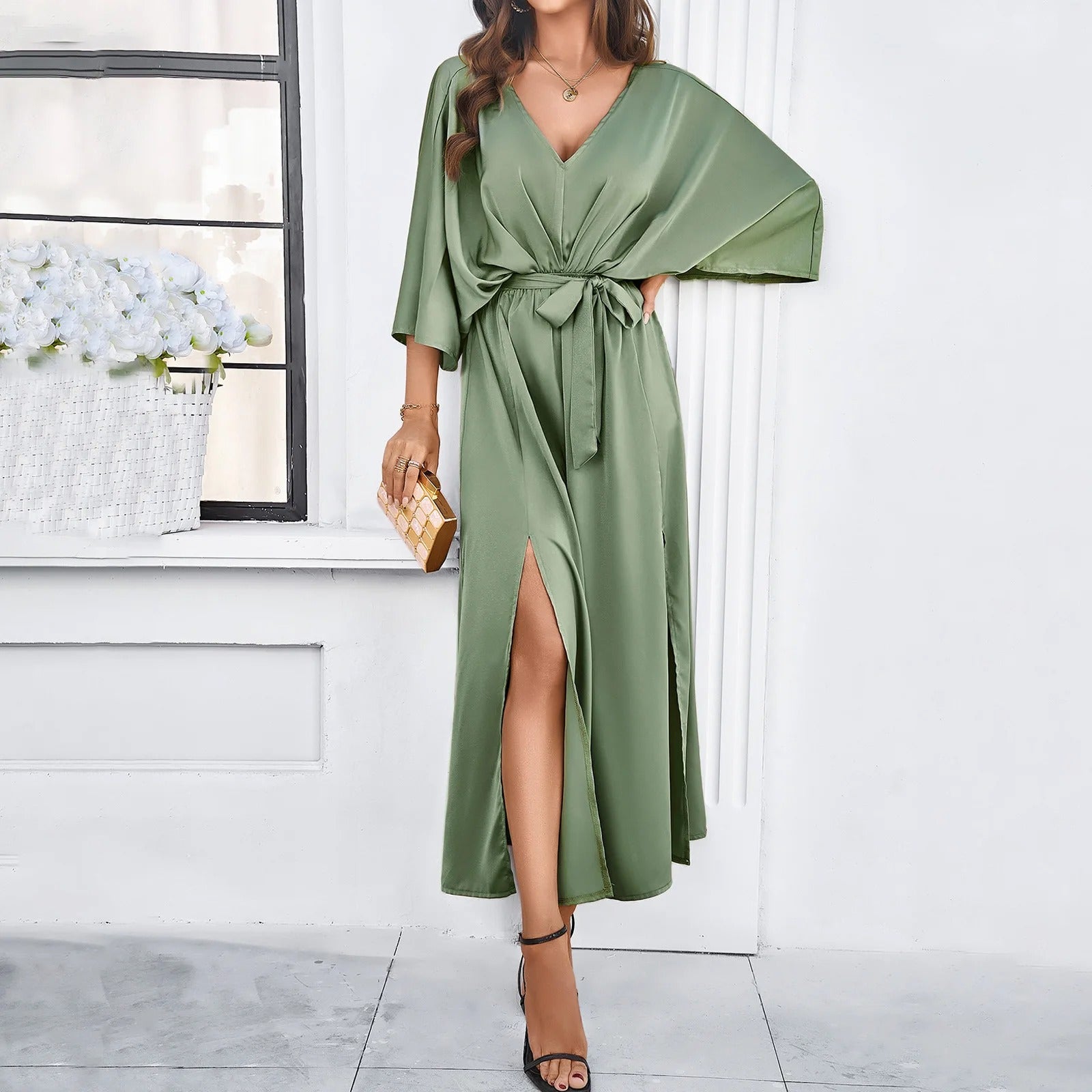 Robe Maxi Fluide À Col V