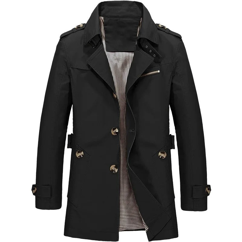 Men's Professional Elegant Waterproof Double-Breasted City Trench Coat