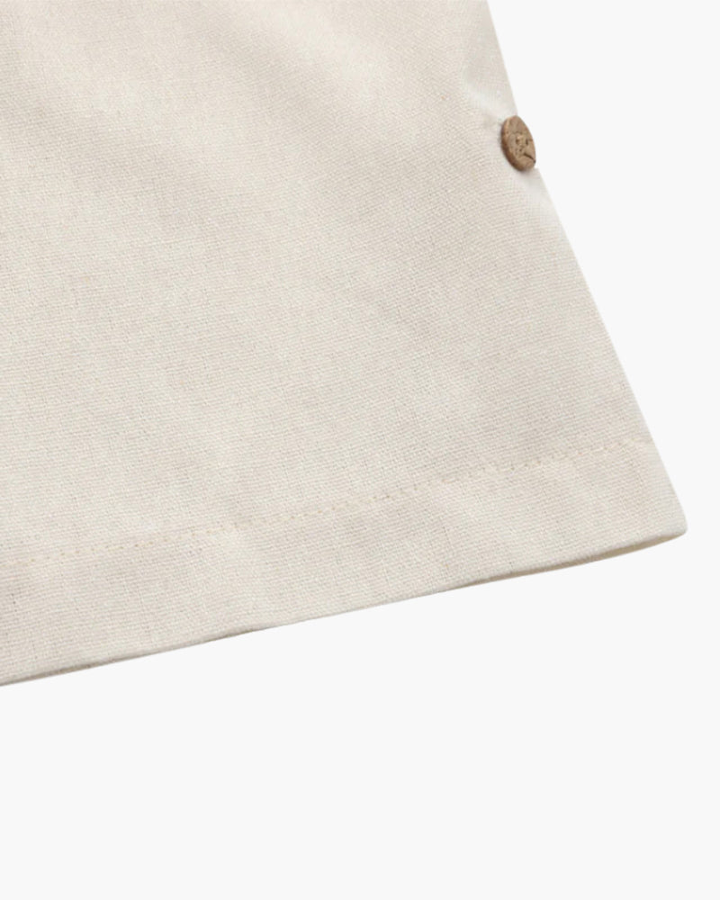 Polo en Lin à Manches Courtes avec Poche Poitrine et Col Classique pour Homme