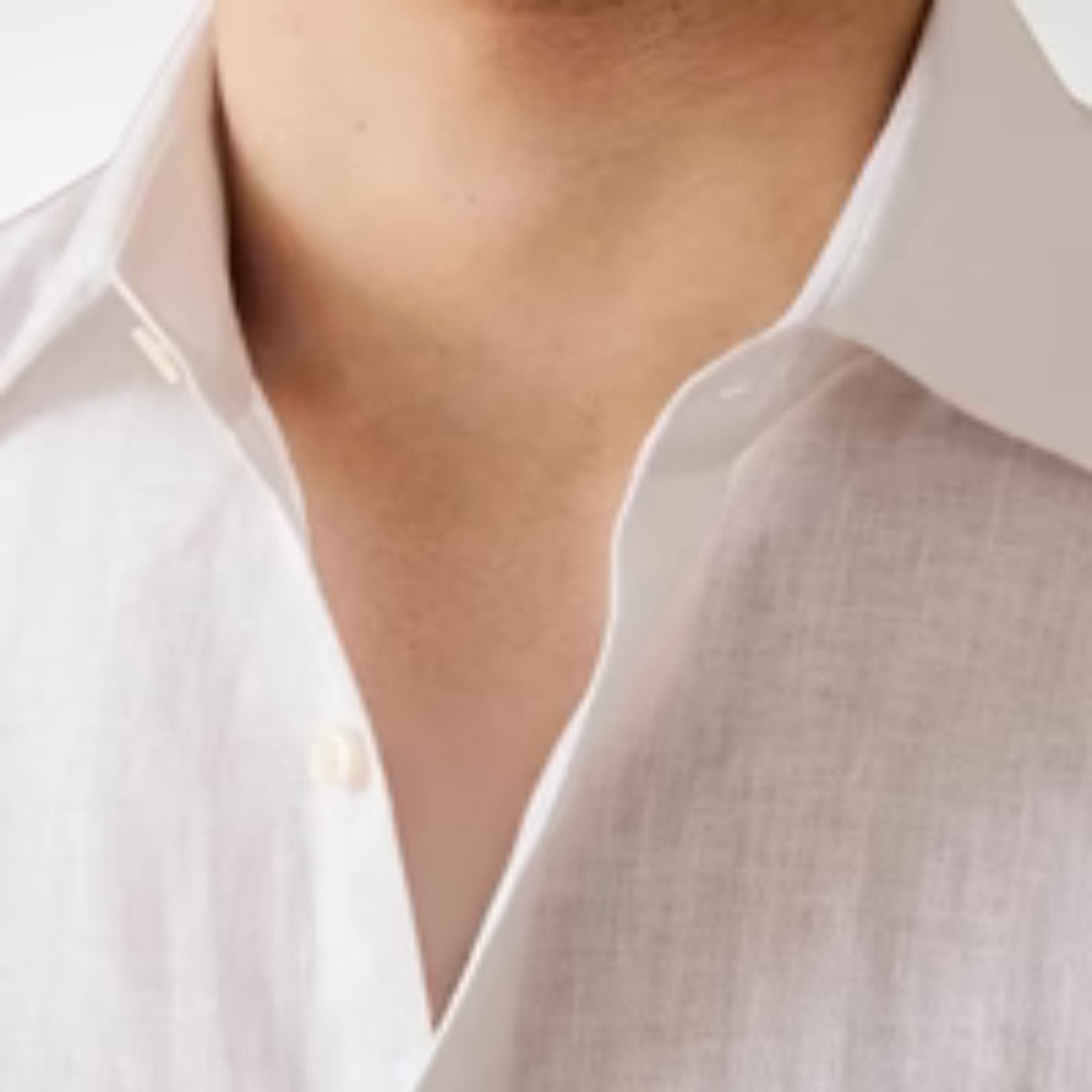 Chemise en Coton et Lin à Manches Longues pour Homme avec Col Rabattu et Boutons