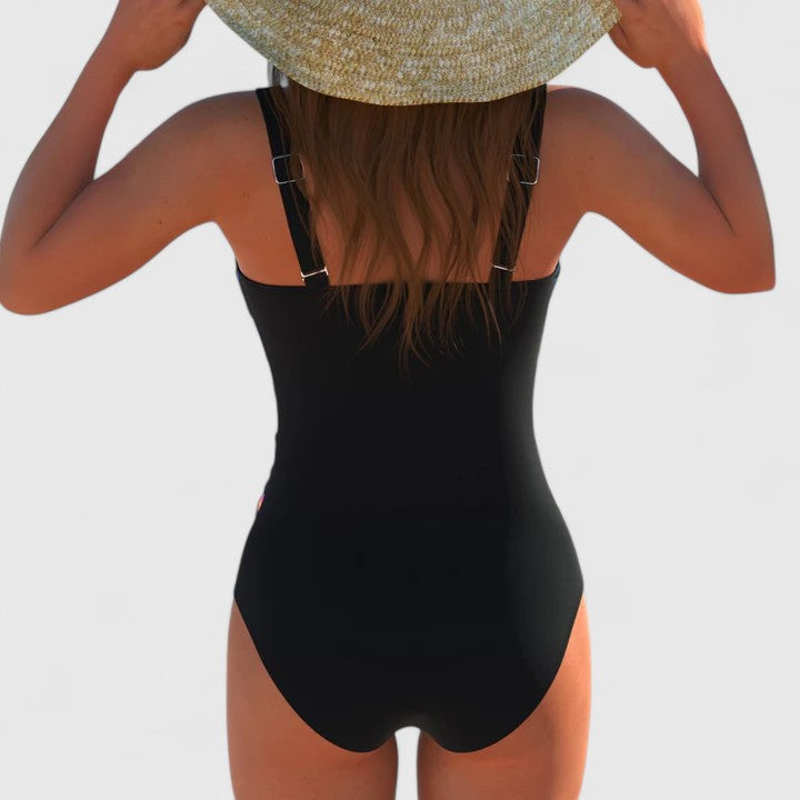 Costum de baie întreg cu imprimeu abstract și efect încrucișat