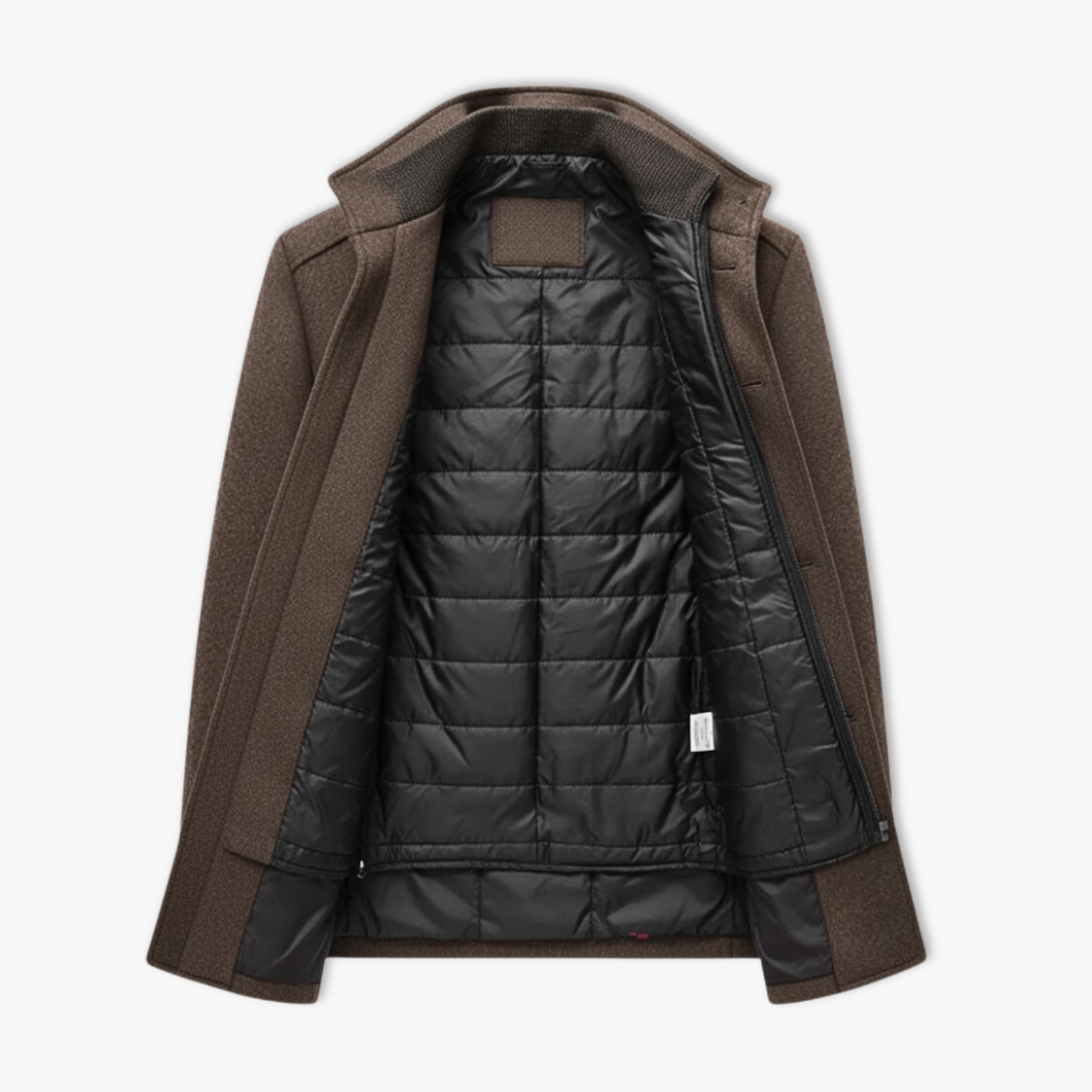 Manteau Long en Laine pour Homme Col Montant Simple Boutonnage avec Gilet