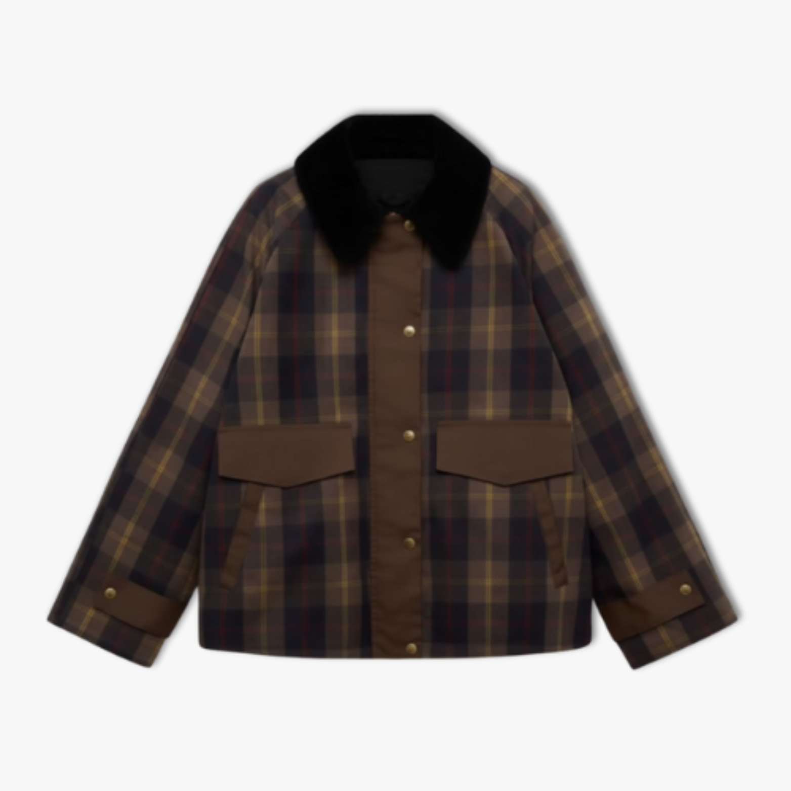 Veste Décontractée à Carreaux Patchwork Femme Manches Longues Boutonnée Simple