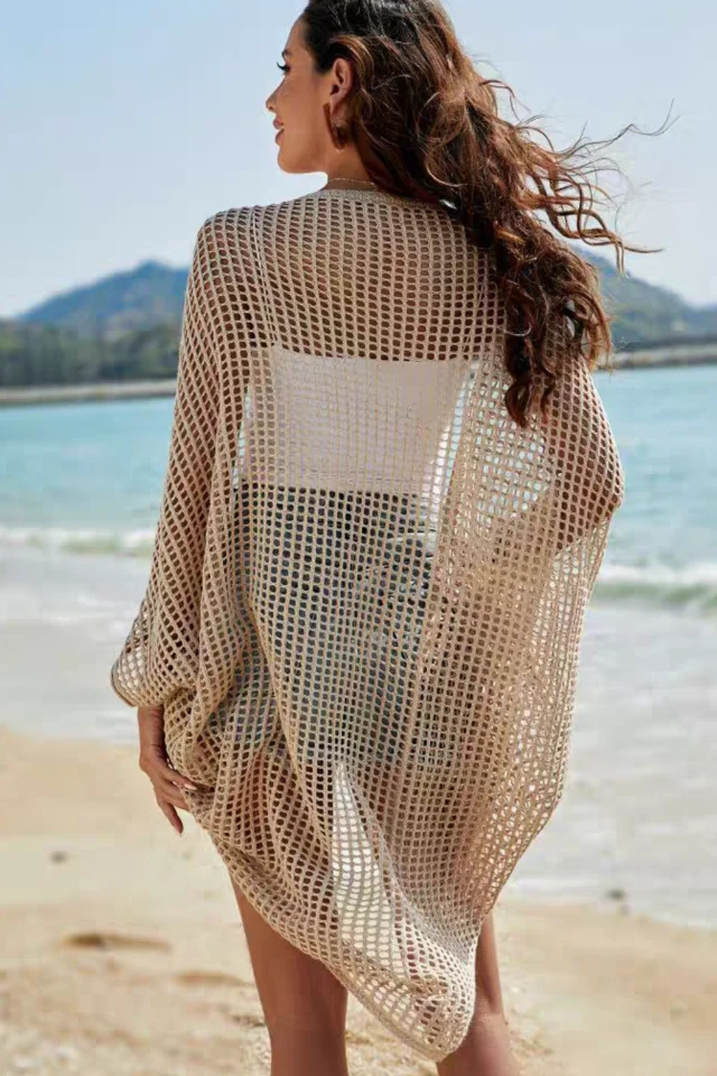 Háčkovaný plážový cardigan pro ženy, průsvitné kimono a plážové přehozy
