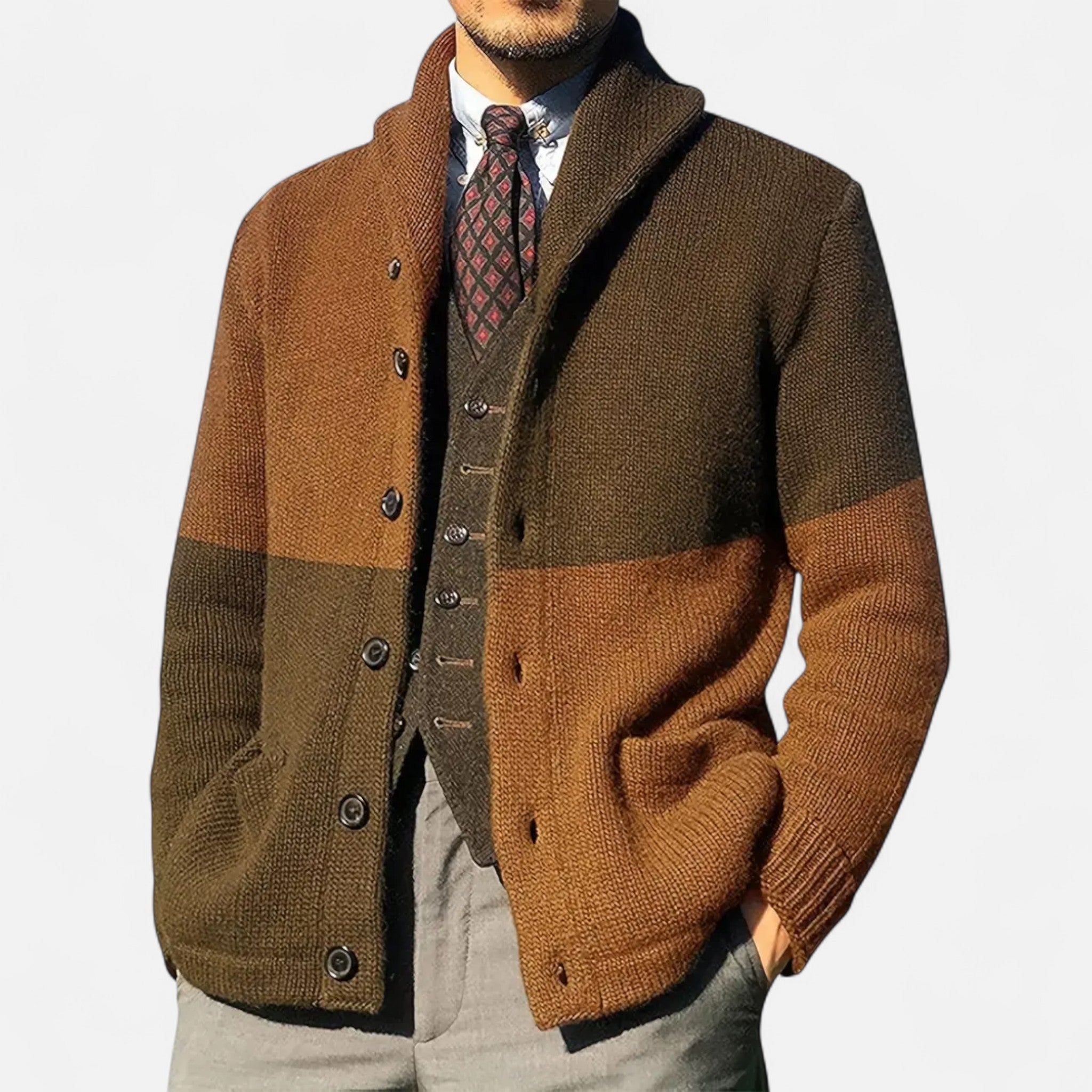 Velclairemode | Men's Elegant Button-Down Knit Cardigan for Autumn and Spring