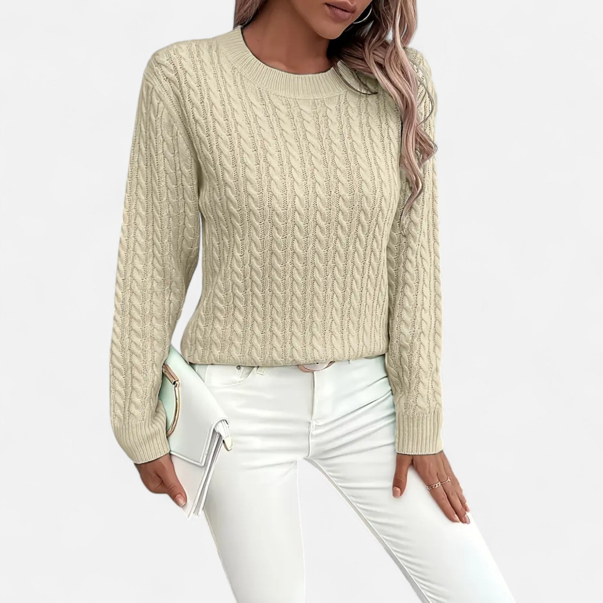 Velclairemode | Women's Round Neck Sweater with a Loose Fit and Elegant Fit