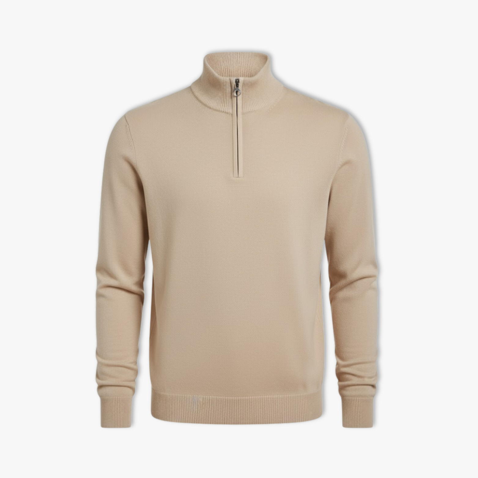 Pull-Over à Quart de Zip pour Homme Col Montant Slim en Maille