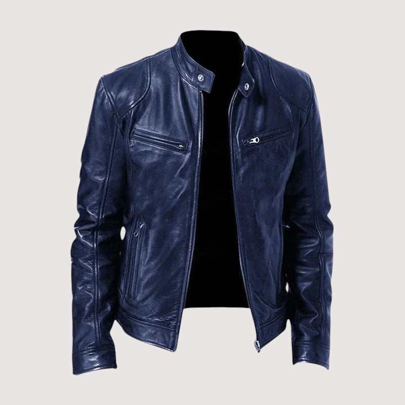 Homme Veste En Cuir Urbain Zippée Cintrée Élégante Confortable Tendance