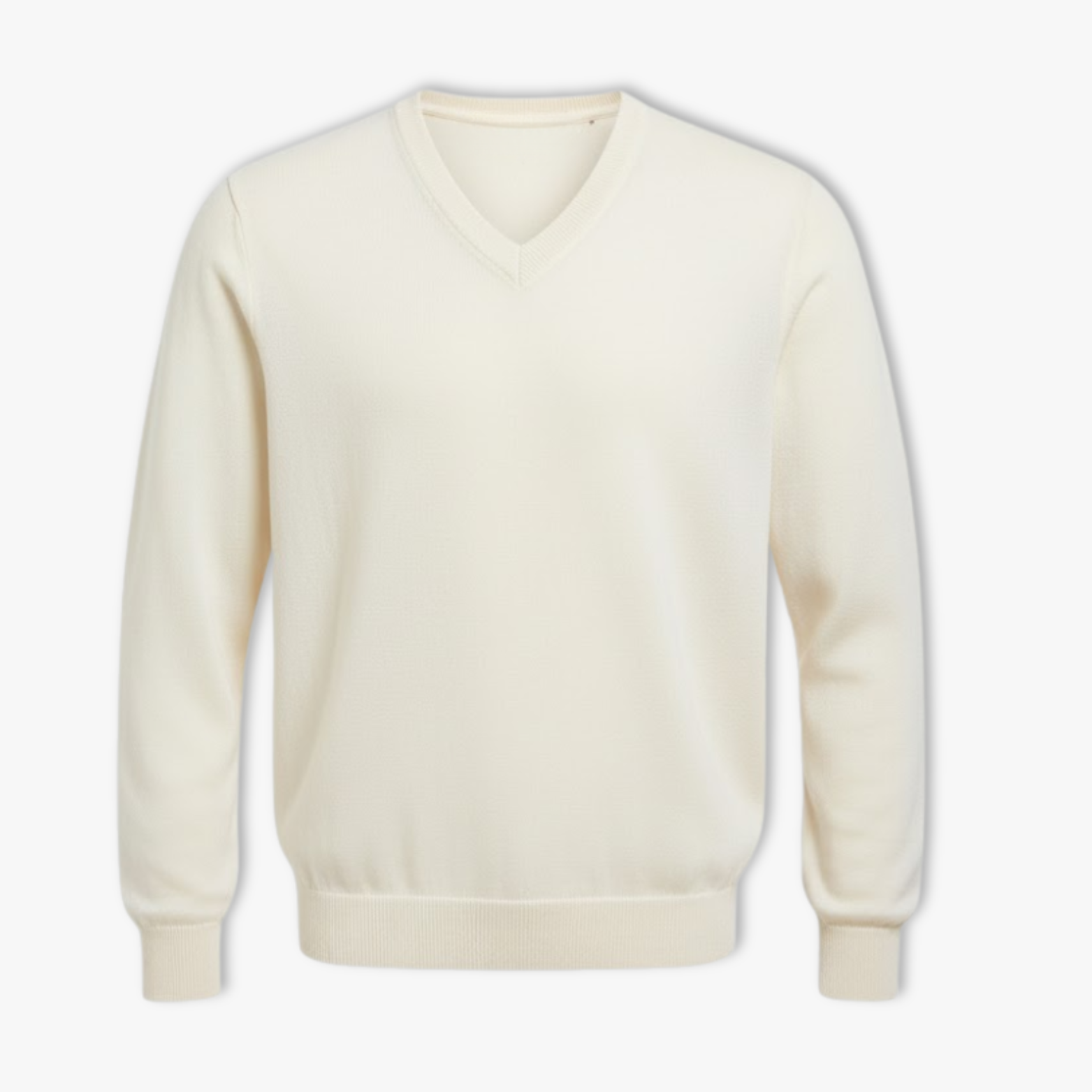 Pull en coton à col en V pour hommes, manches longues, coupe ample, décontracté