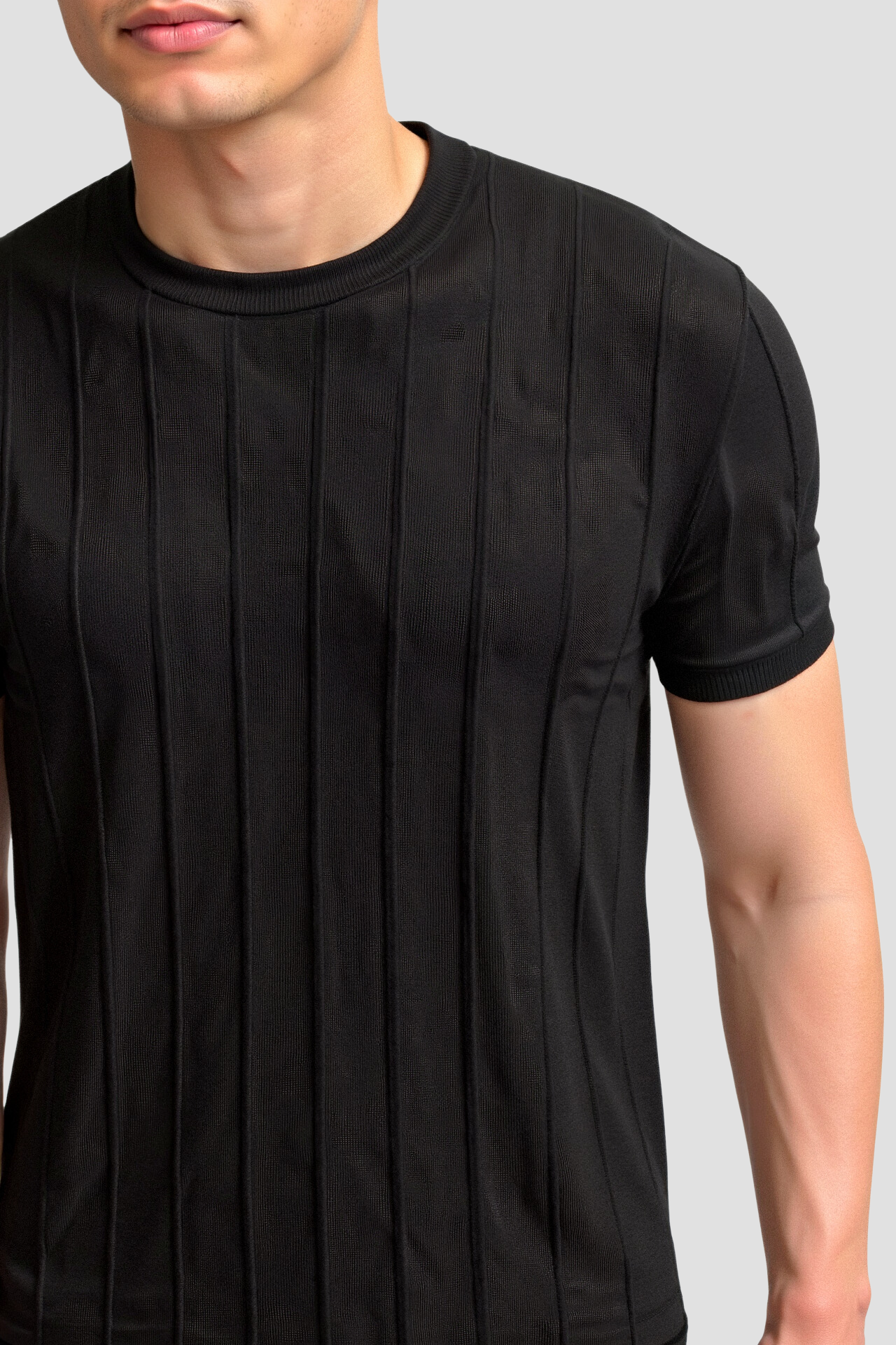 Camiseta de Malha com Gola Redonda e Mangas Curtas para Homem Corte Clássico
