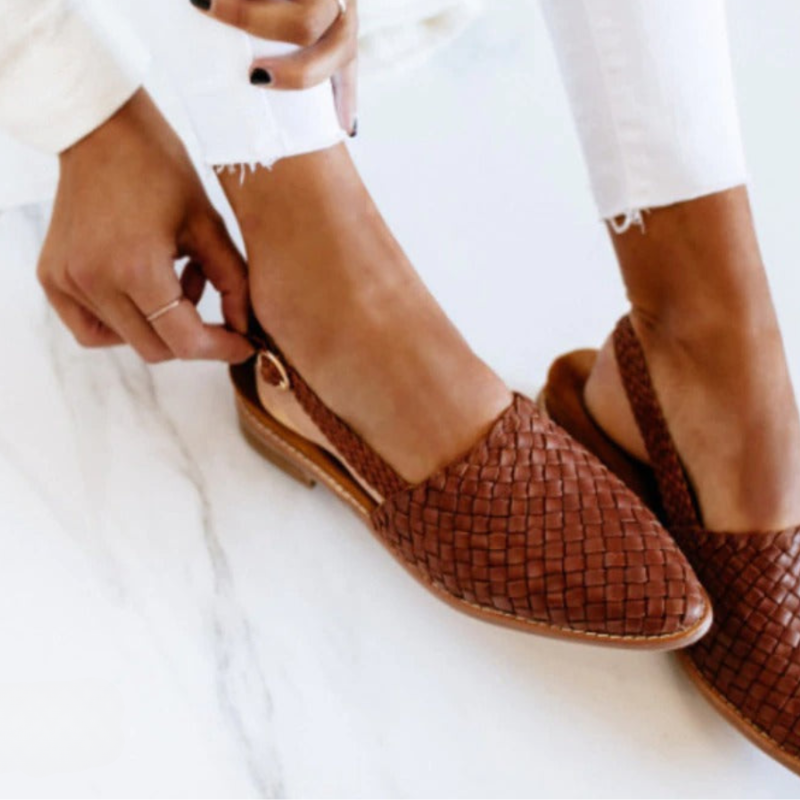 Sandales pour femme - chaussures tressées à bride arrière - vacances