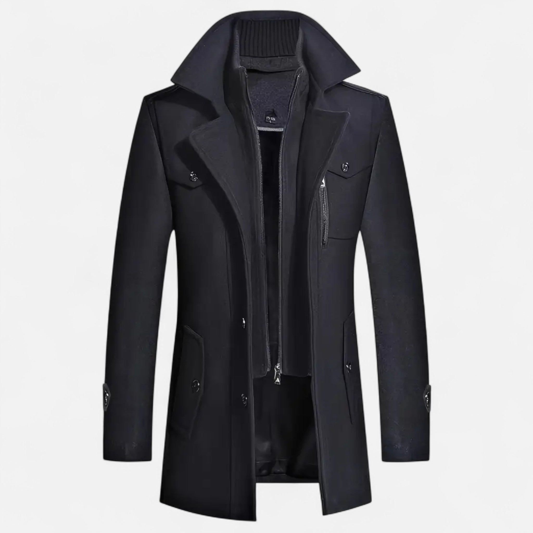 Velclairemode | Men's Double-Breasted Tweed Coat for Autumn and Winter