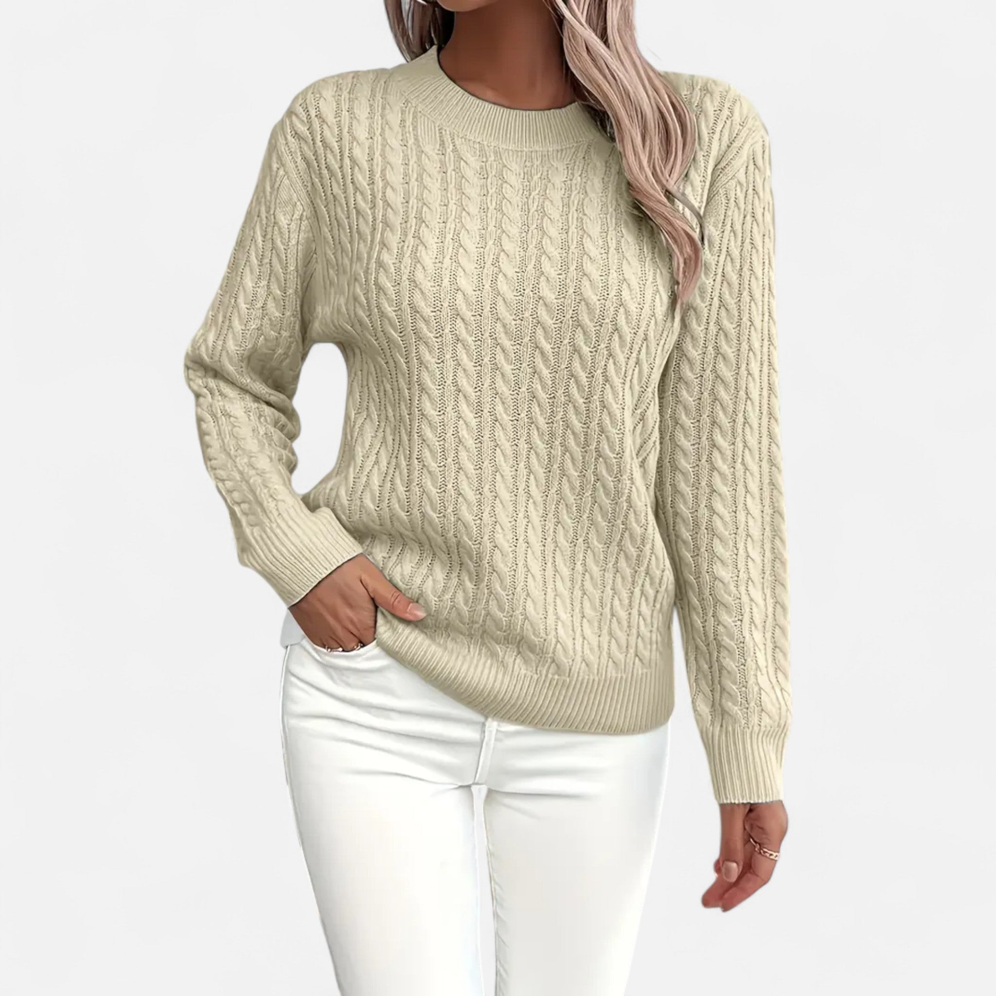 Velclairemode | Women's Round Neck Loose Fit Sweater for Autumn-Spring