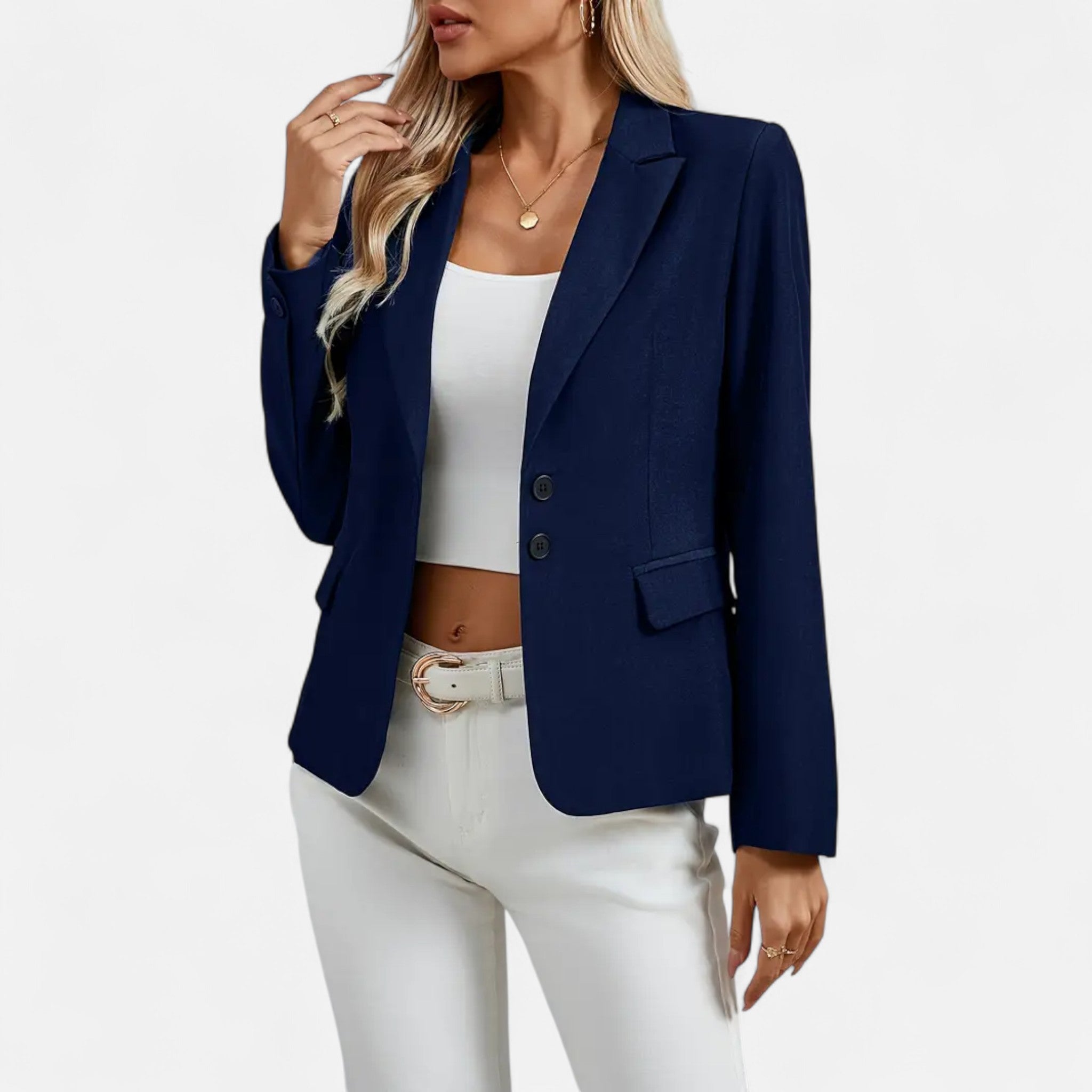 Velclairemode | Women's Elegant Buttoned Lapel Collar Blazer