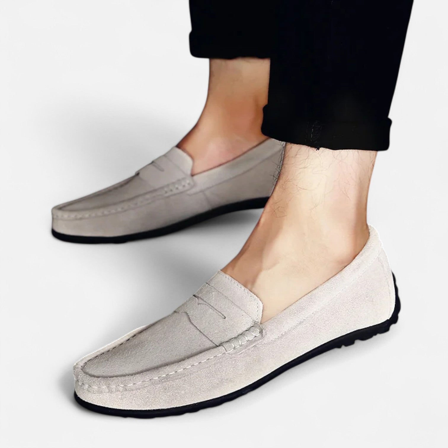 Velclairemode| Men's Luxury Suede Loafers - Handmade, Elegant Slip-On Style