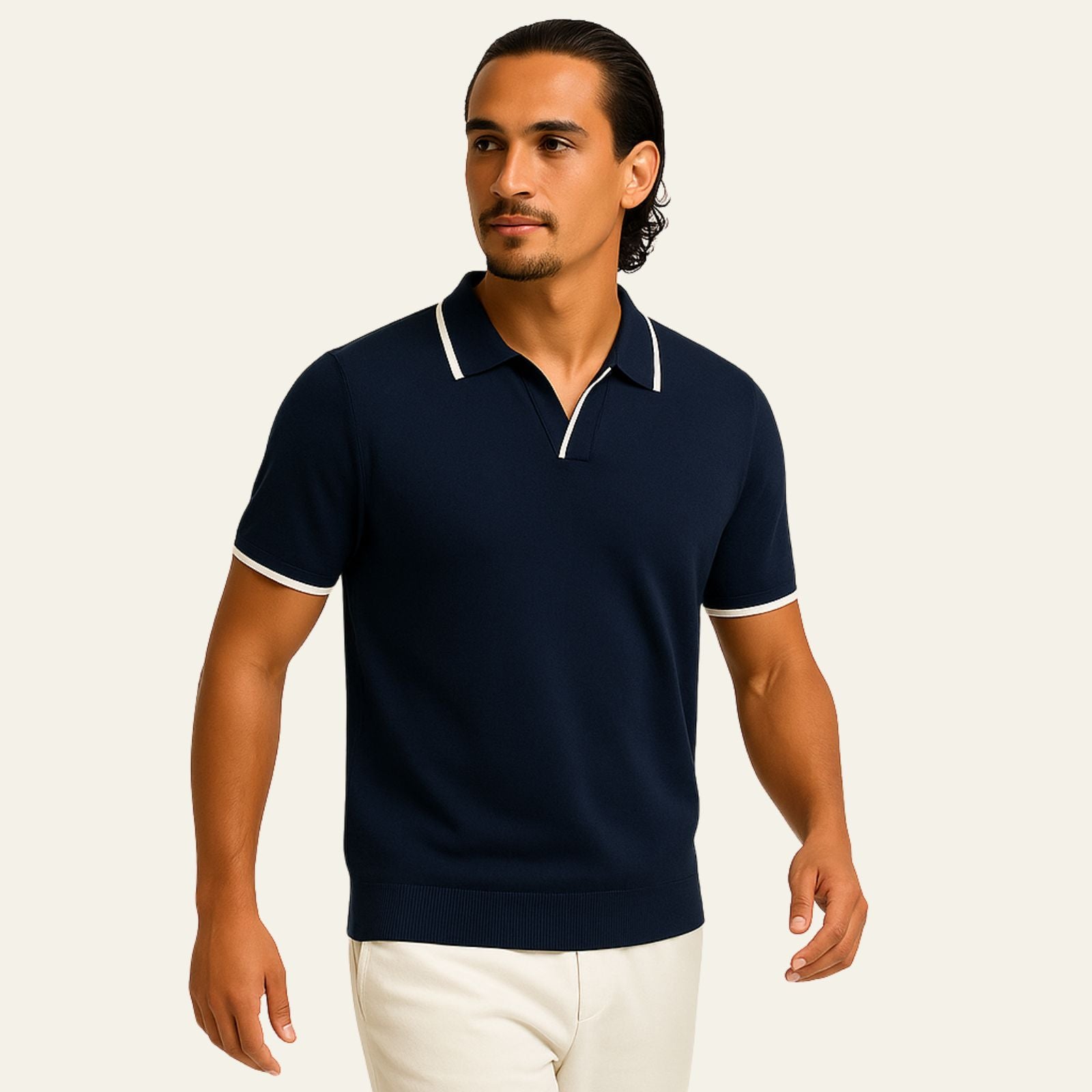 Polo en Maille de Coton et Polyester à Manches Courtes pour Homme Coupe Slim