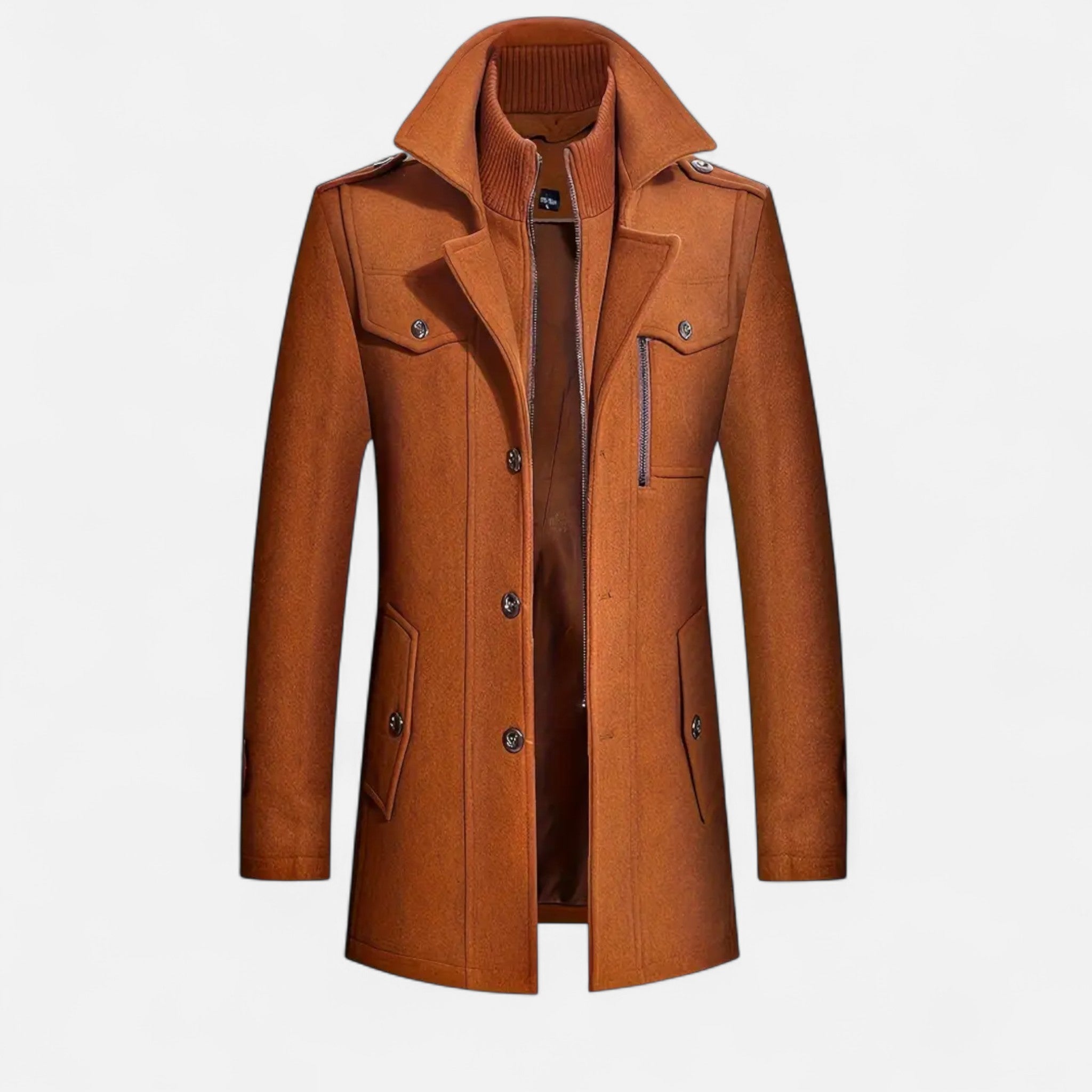 Velclairemode | Men's Double-Breasted Tweed Coat for Autumn and Winter