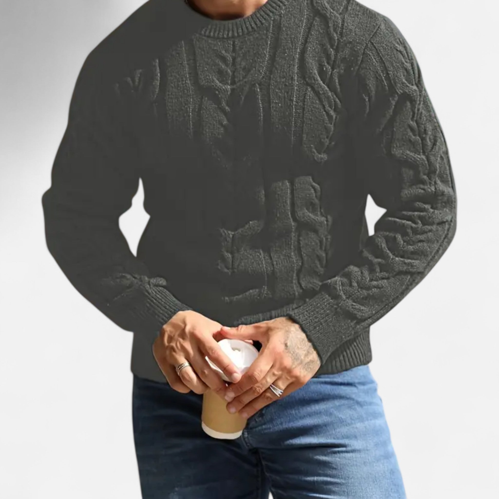 Velclairemode | Men's Striped Round Neck Sweater Fall-Winter