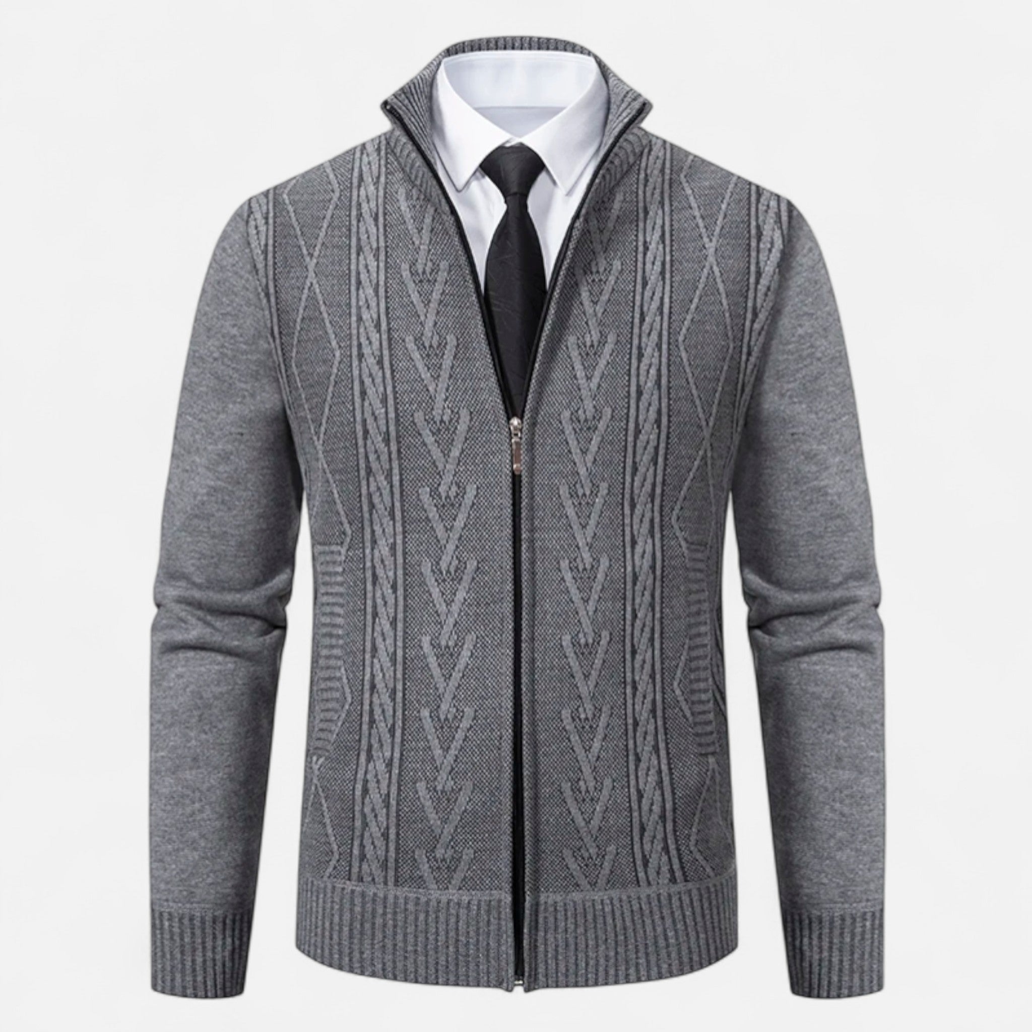 Velclairemode.com | Men's Padded Cashmere Sweater Jacket – Soft Warmth, Winter Elegance