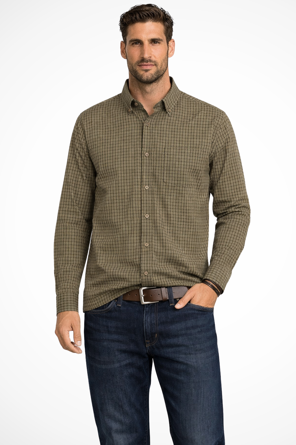 Chemise Formelle Rayée à Manches Longues et Coupe Ajustée pour Homme