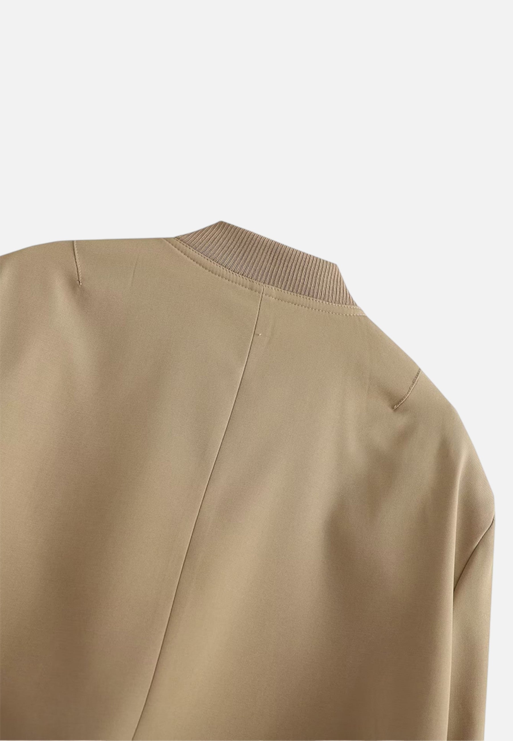 Blouson Bomber Court à Encolure en V et Fermeture à Boutonnage Simple pour Femme