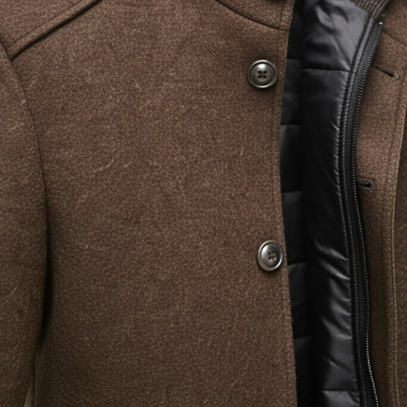 Manteau Long en Laine pour Homme Col Montant Simple Boutonnage avec Gilet