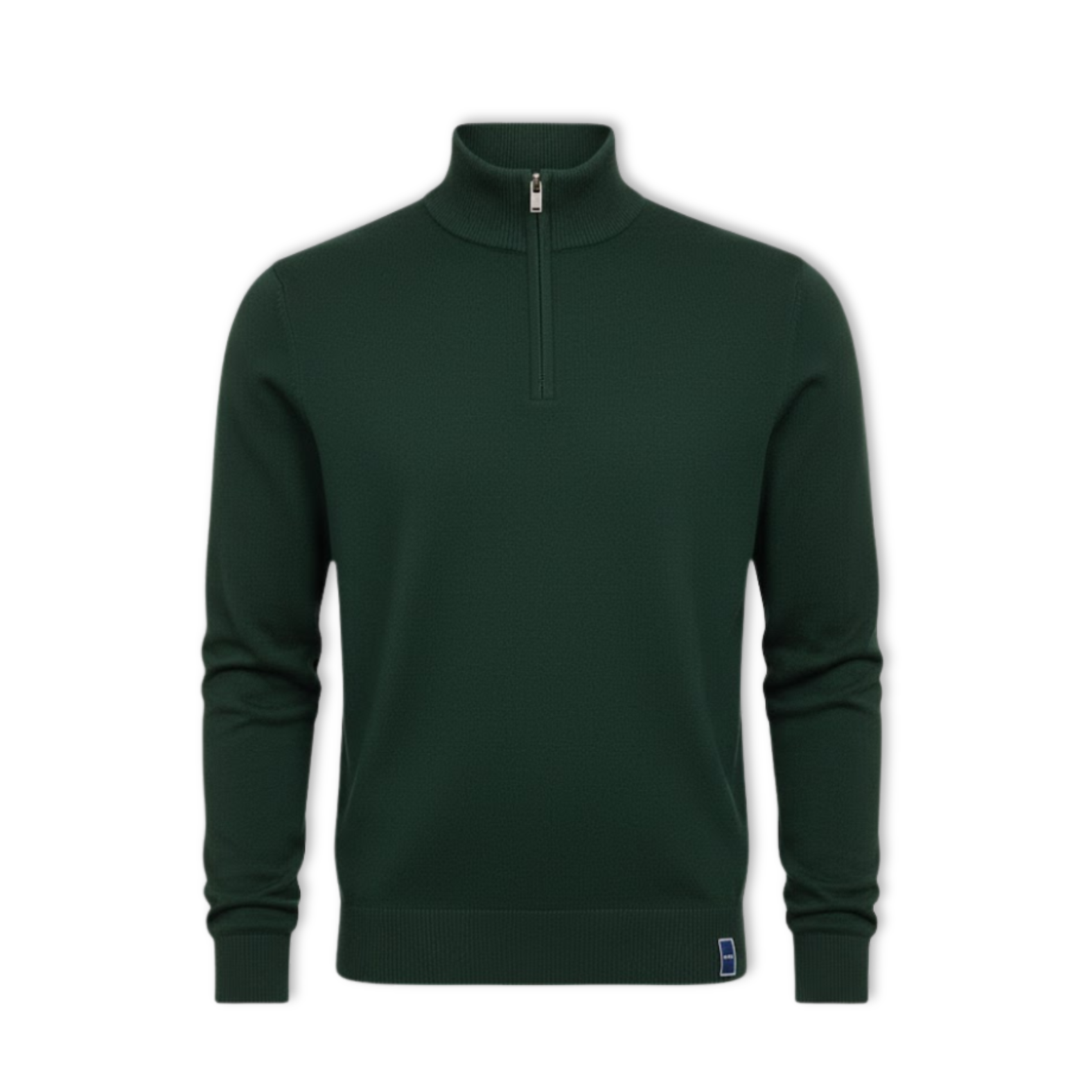 Pull-Over à Quart de Zip pour Homme Col Montant Slim en Maille