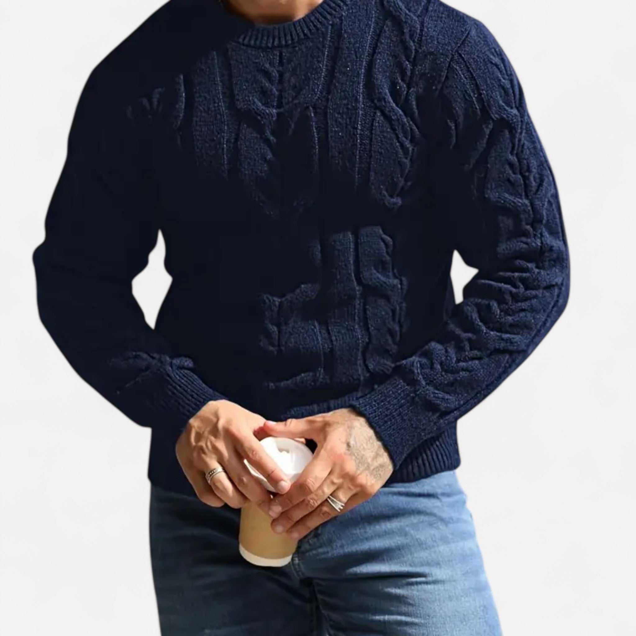 Velclairemode | Men's Striped Round Neck Sweater Fall-Winter