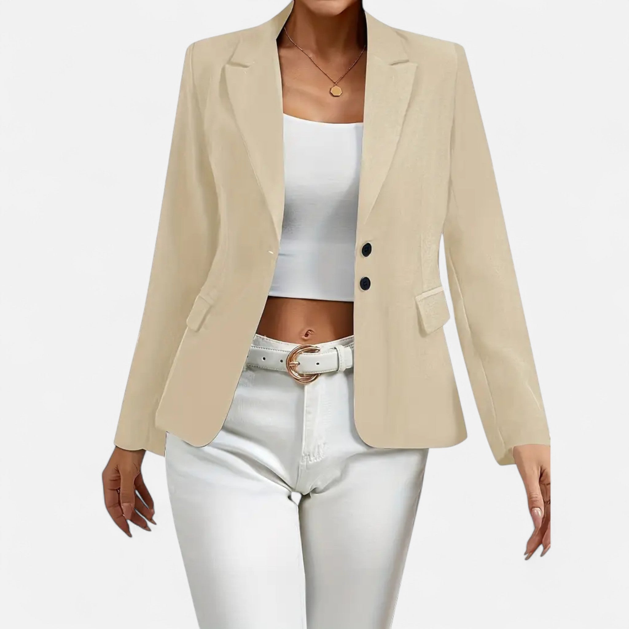 Velclairemode | Women's Elegant Buttoned Lapel Collar Blazer