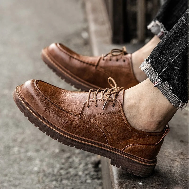 Men's Suit Leather Shoes Cushioned Sole Hand-Stitched Polished Finish Durable