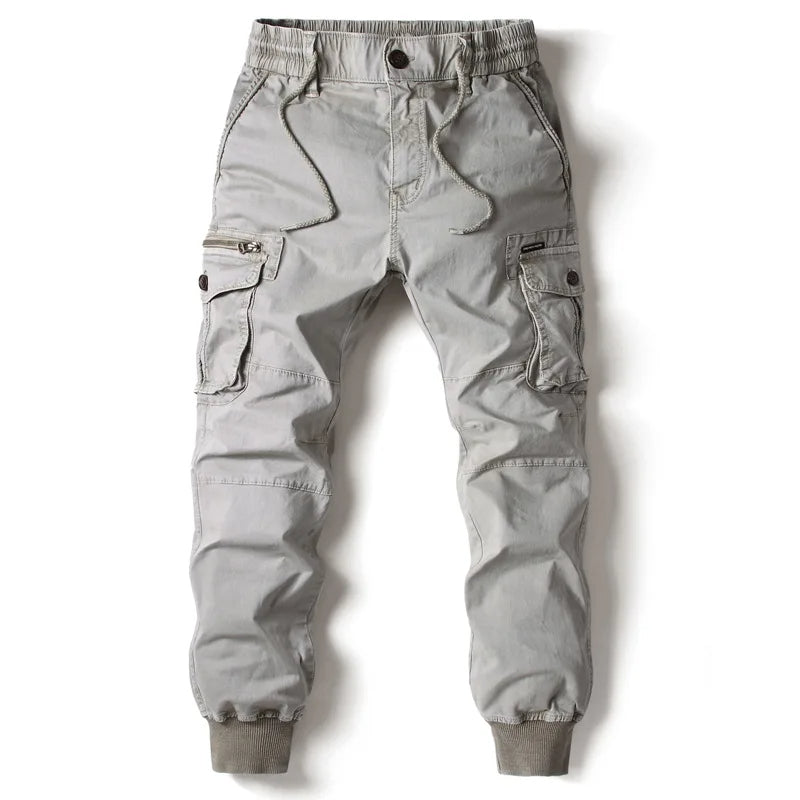 Jogger cargo da uomo per tutti i giorni, con cintura elastica, polsini a coste e vestibilità confortevole