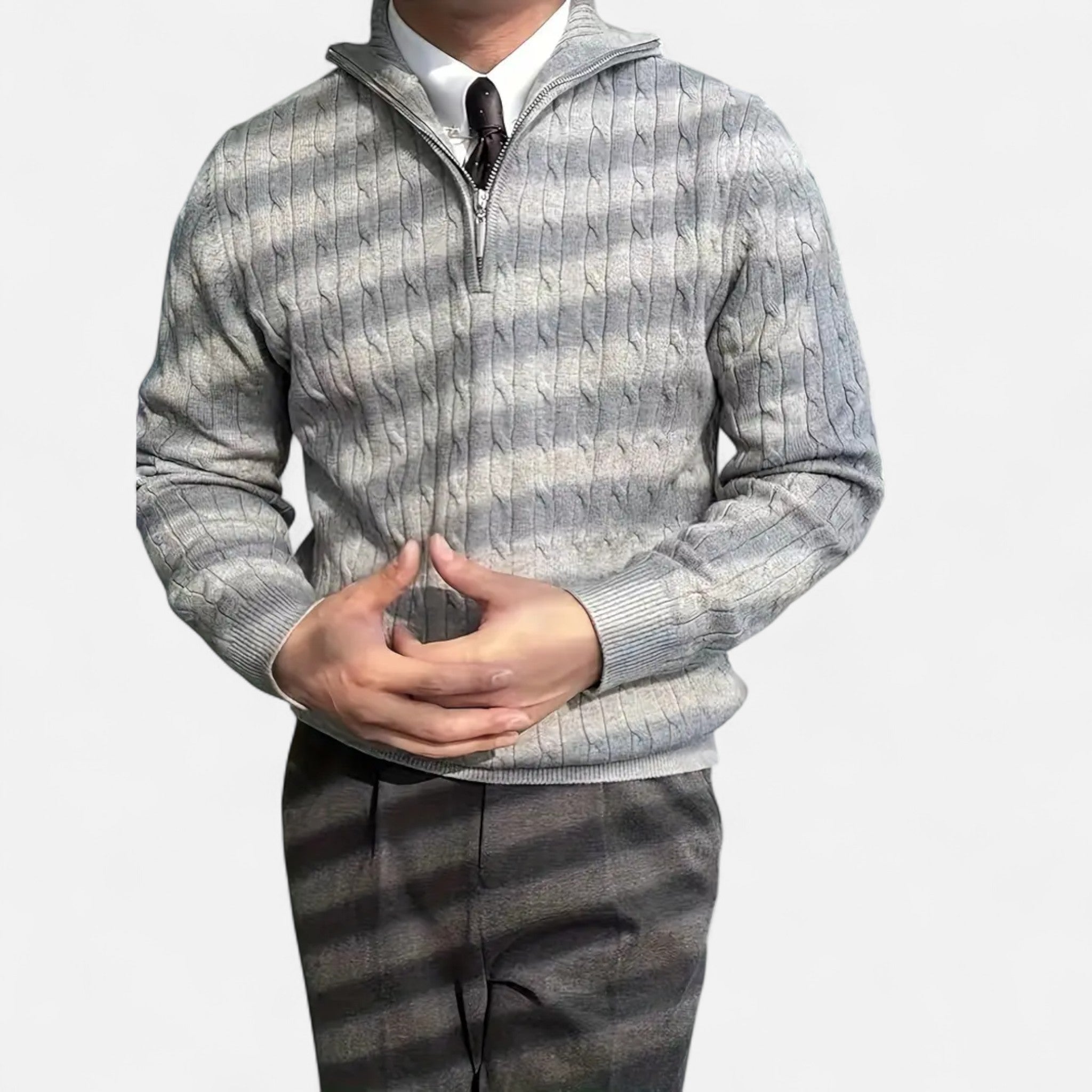 Velclairemode | Men's Half-Zip Solid Knit Sweater for Fall-Winter