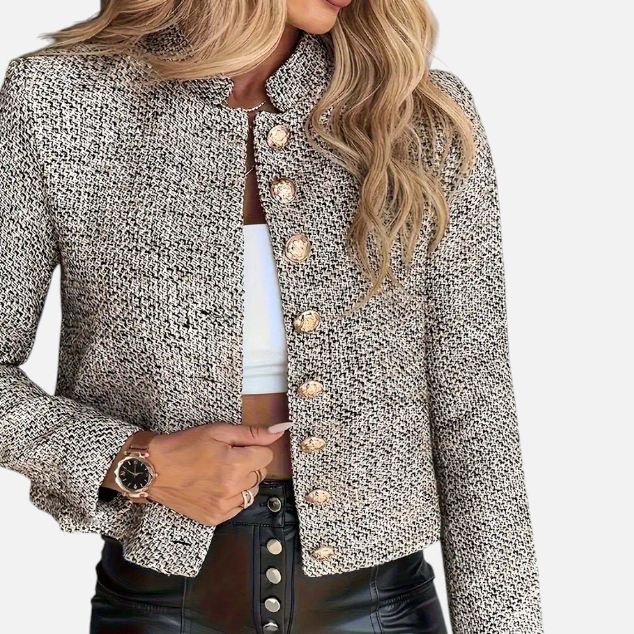 Velclairemode | Women's Chic Tweed Blazer for Fall-Spring