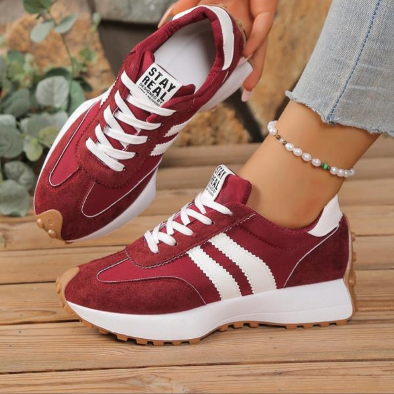 Sneakers donna con zeppa in pelle — scarpe sportive casual