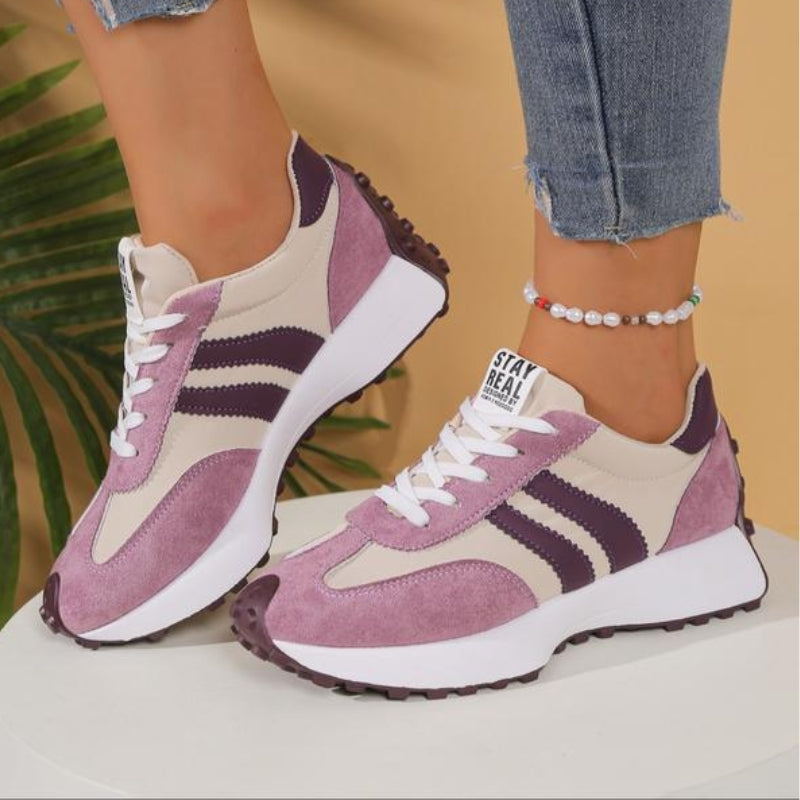 Sneakers donna con zeppa in pelle — scarpe sportive casual