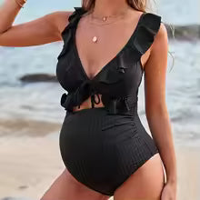 Bañador de maternidad de una pieza para natación con corte ajustable