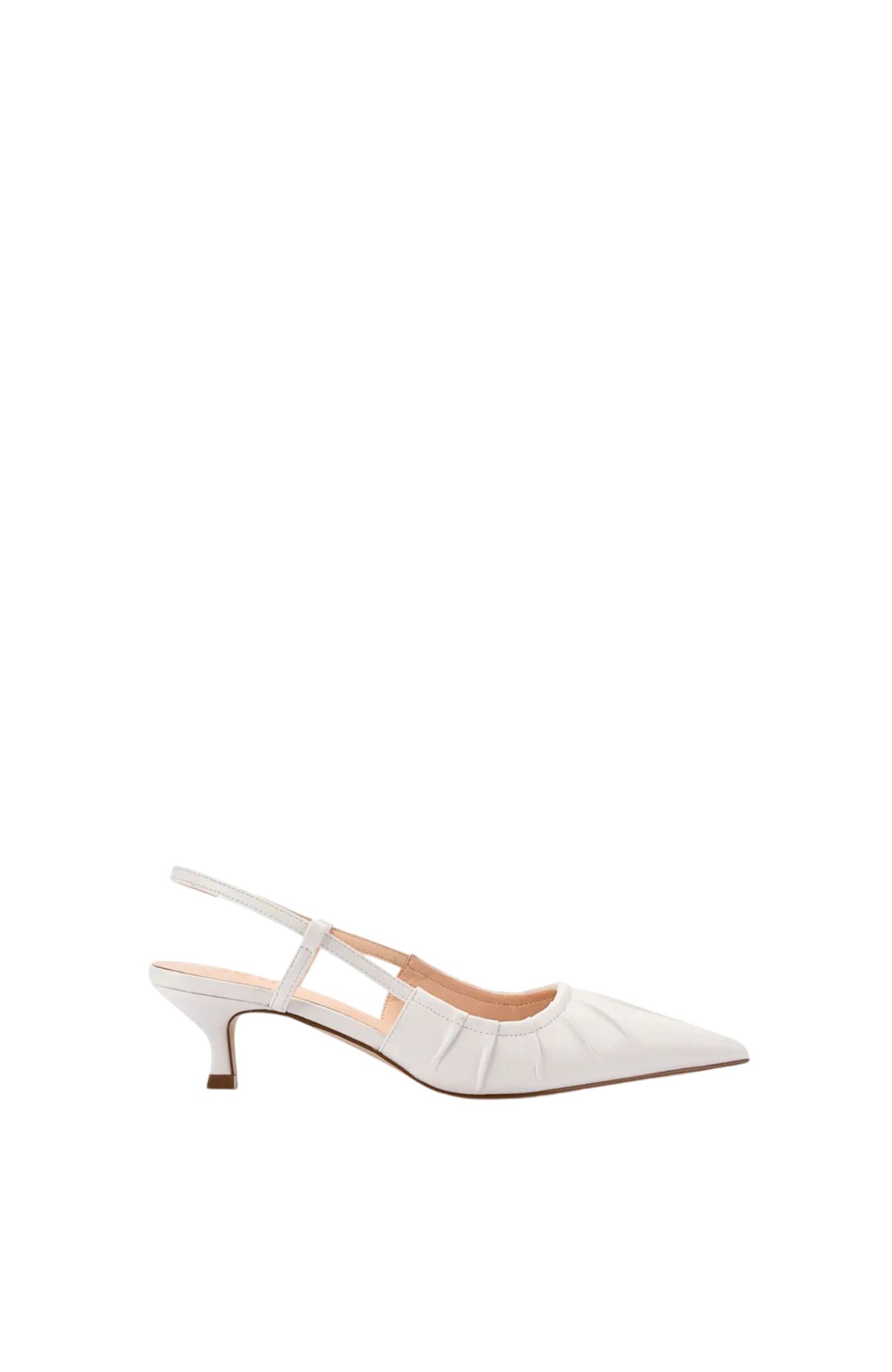 Pantofi cu toc mic kitten slingback și vârf ascuțit din piele vegetală