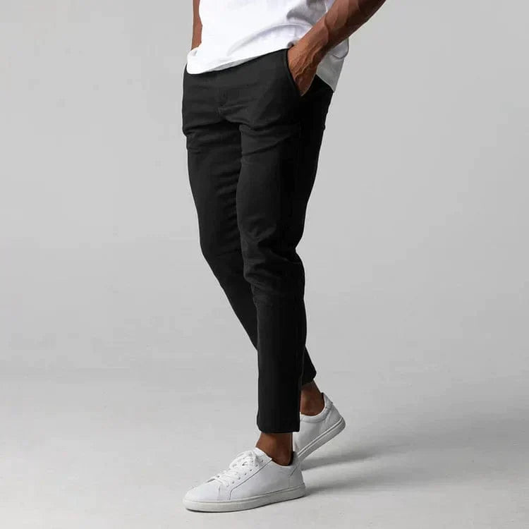 Pánské chino kalhoty do kanceláře ve stylu smart casual, zúžený slim střih, elegantní vzhled