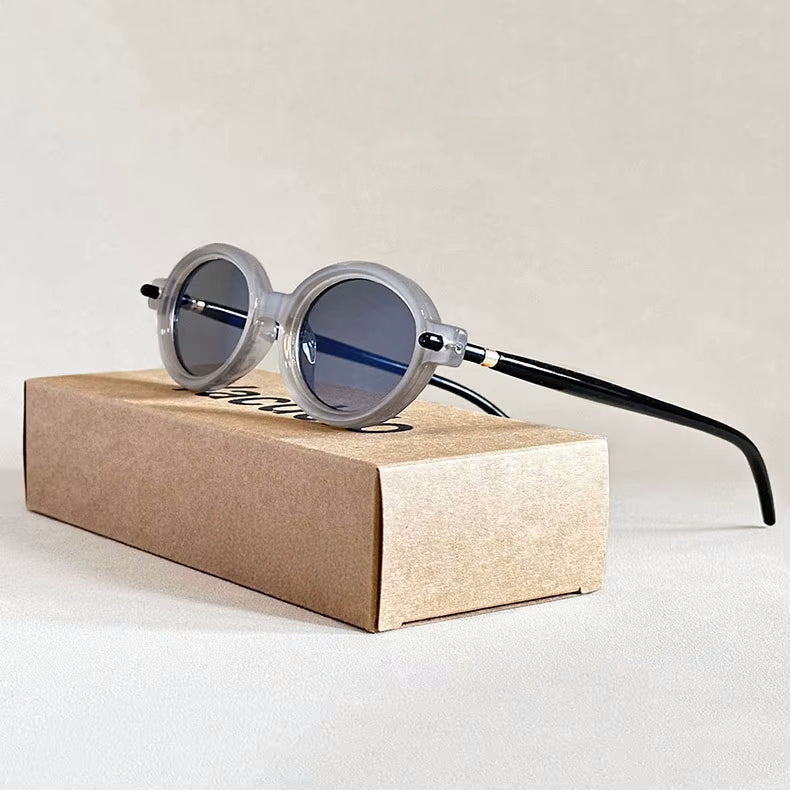 Lunettes de soleil ovales vintage monture ronde protection UV400 unisexe