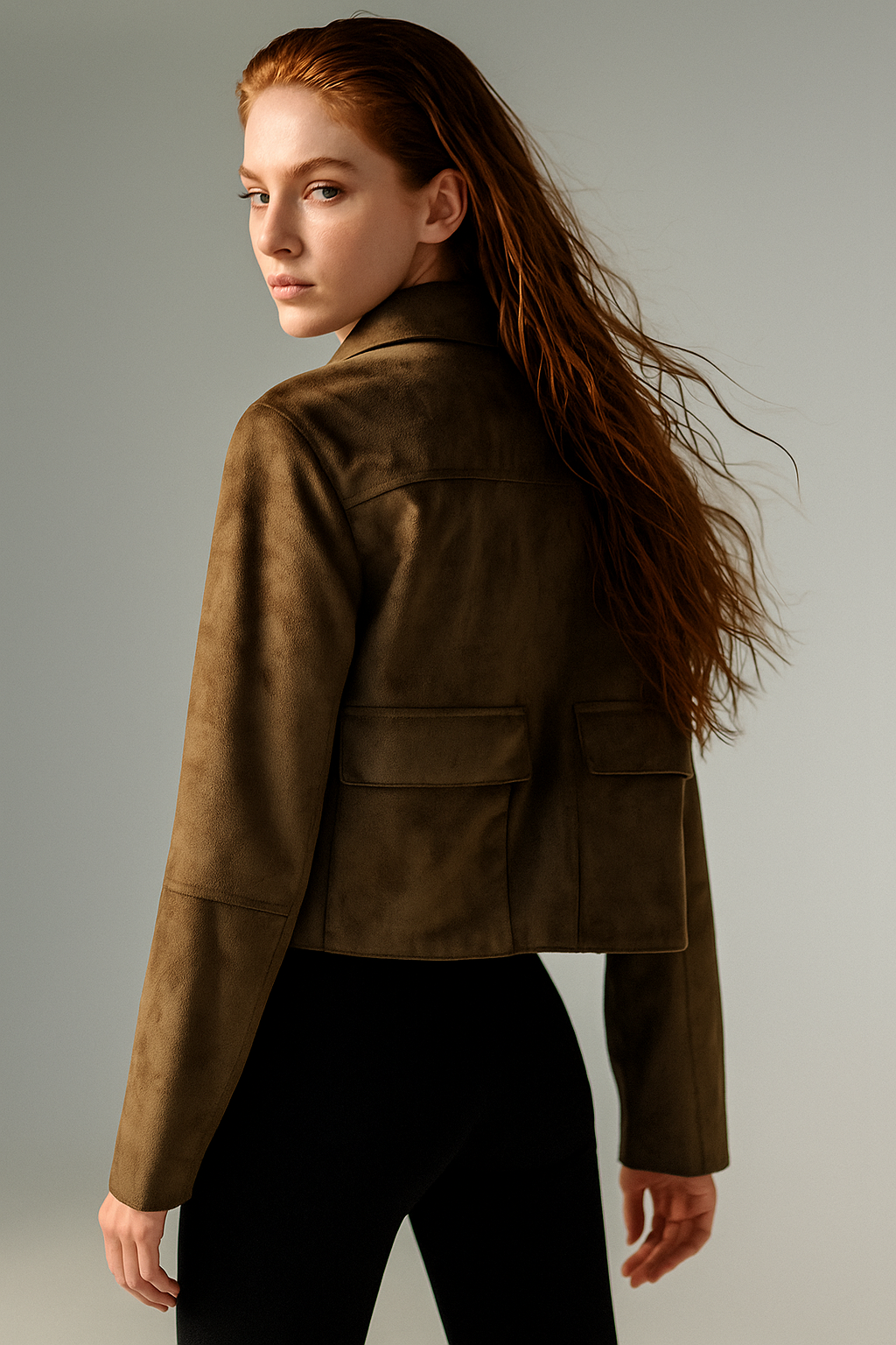 Veste courte pour femme à revers avec boutonnage simple et poches poitrine