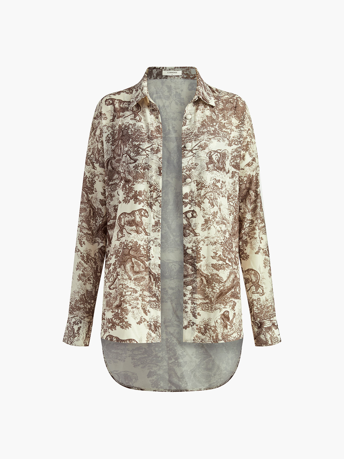 Ensemble 3 pièces imprimé pour femme avec chemise à manches longues et short