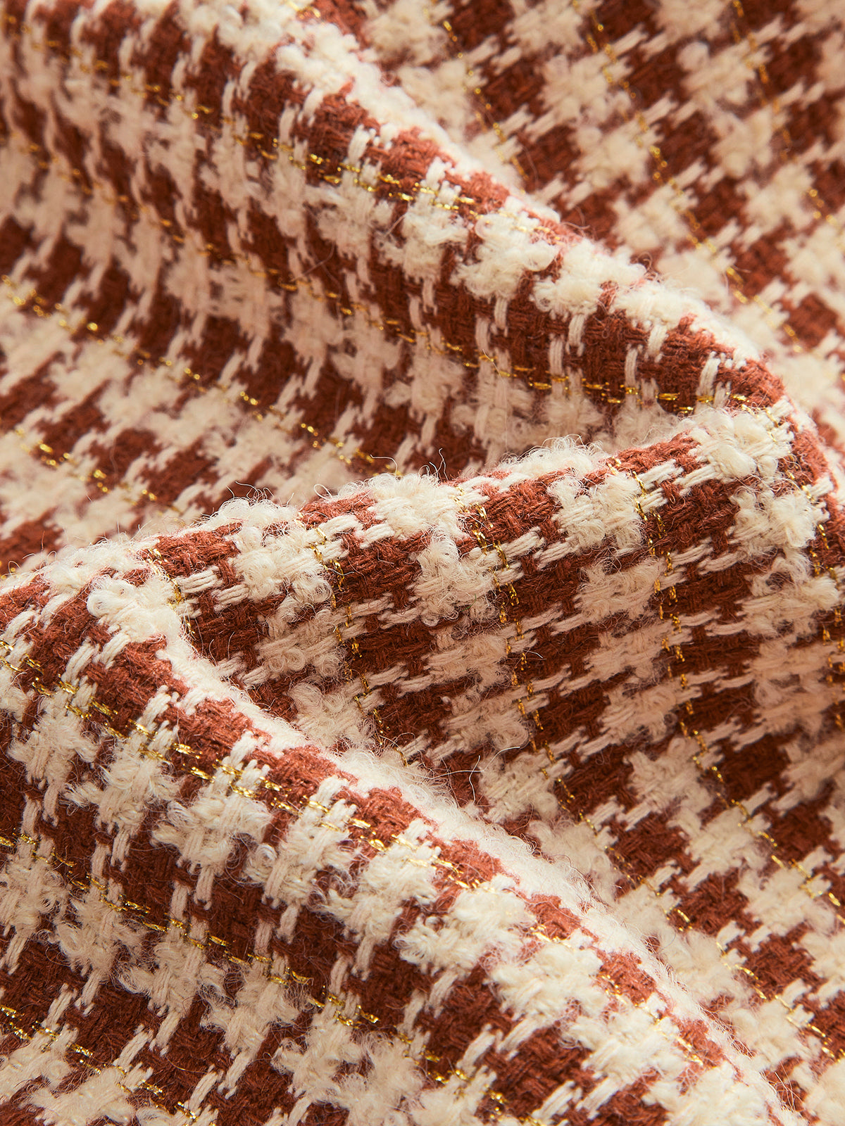 Jupe trapèze courte à motif pied-de-poule avec taille élastique pour femme