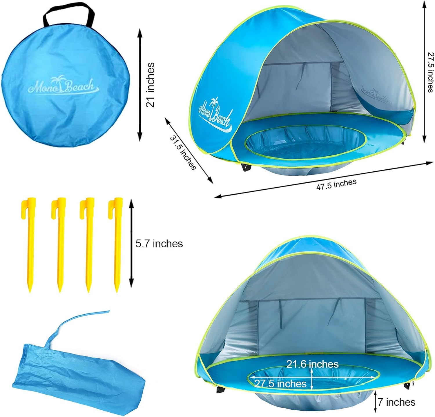 Tenda da Spiaggia per Bambini con Piscina