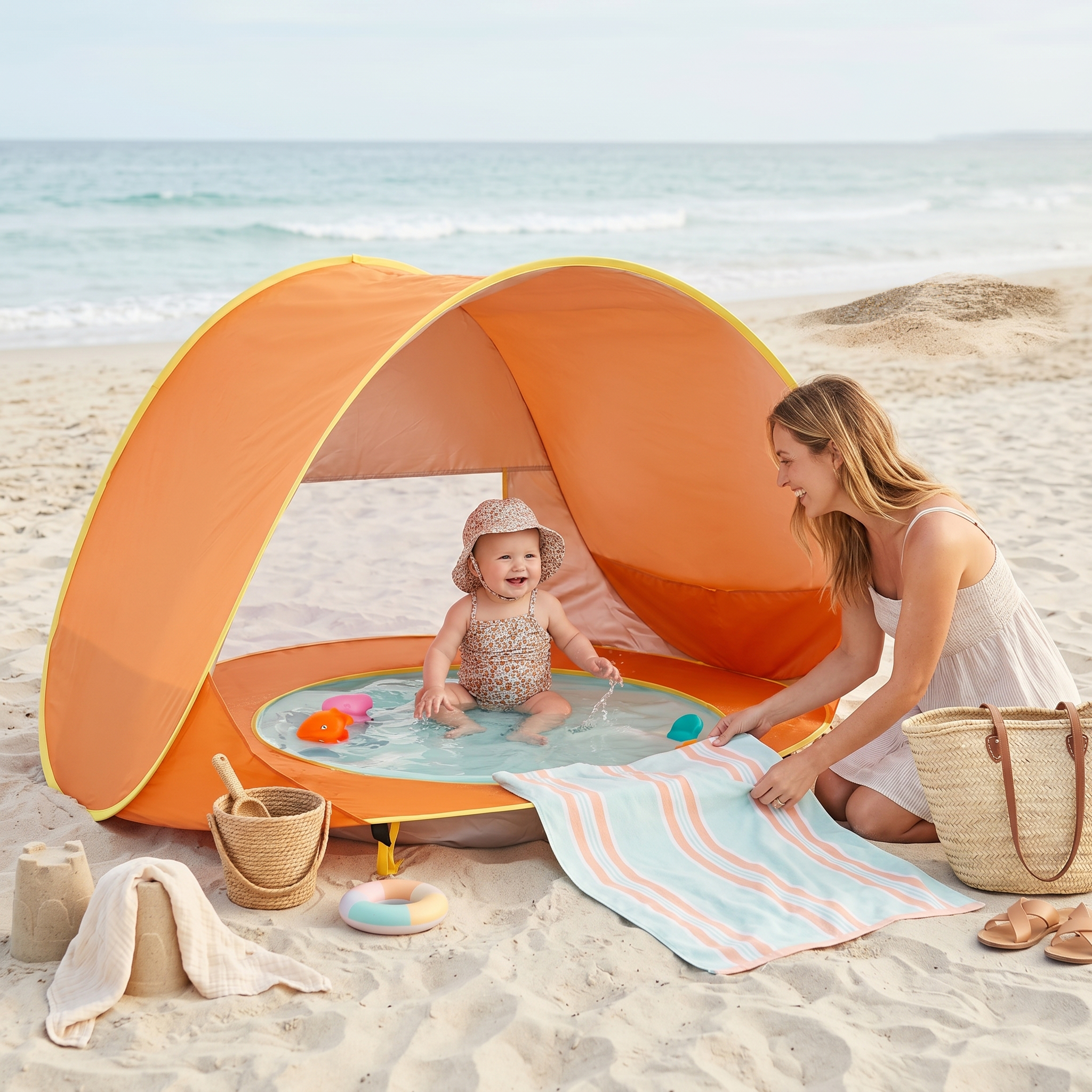 Tenda da Spiaggia per Bambini con Piscina