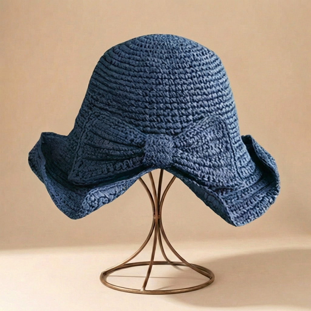 Chapeau de soleil cloche pour femme | grand bord avec nœud | style plage été