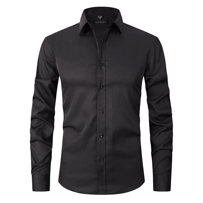 Chemise habillée cintrée en coton et polyester extensible sans repassage pour homme