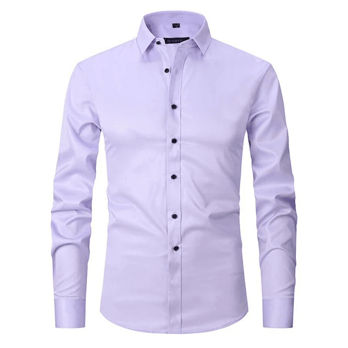 Chemise habillée cintrée en coton et polyester extensible sans repassage pour homme