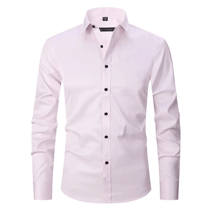 Chemise habillée cintrée en coton et polyester extensible sans repassage pour homme