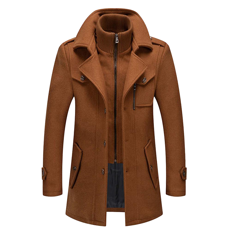 Pánský vycházkový vlněný kabát, moderní střih, pohodlný, elegantní, nadčasový