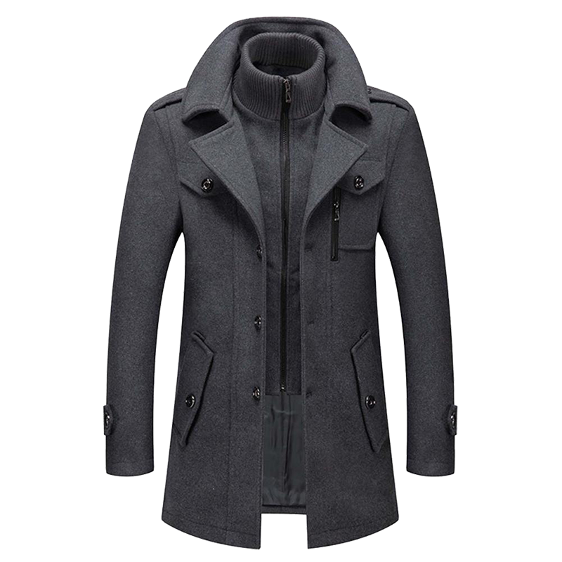 Pánský vycházkový vlněný kabát, moderní střih, pohodlný, elegantní, nadčasový